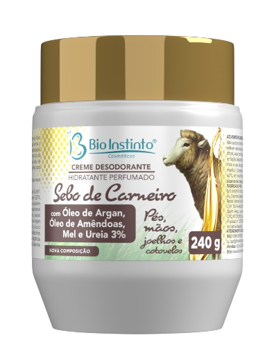 CREME PARA MASSAGEM SEBO DE CARNEIRO COM ÓLEO DE ARGAN/ BIO INSTINTO