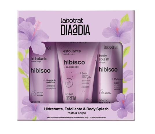 KIT HIDRATANTE, ESFOLIANTE E BODY SPLASH - HIBISCO / LABOTRAT