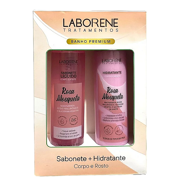 KIT BANHO PREMIUM SABONETE + HIDRATANTE - ROSA MOSQUETA / LABORENE