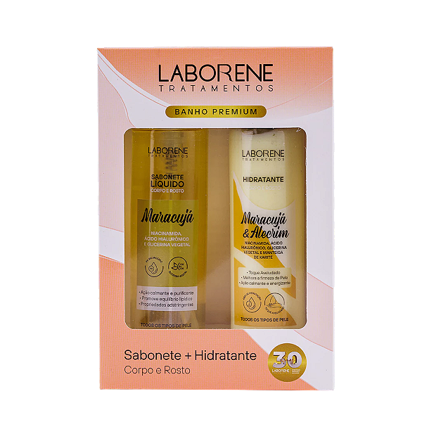 KIT BANHO PREMIUM SABONETE + HIDRATANTE - MARACUJÁ / LABORENE