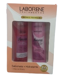 KIT BANHO PREMIUM SABONETE + HIDRATANTE - AMORA / LABORENE