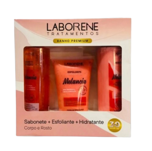 KIT BANHO PREMIUM SABONETE + ESFOLIANTE + HIDRATANTE - MELANCIA / LABORENE