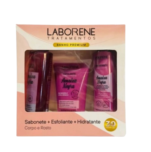 KIT BANHO PREMIUM SABONETE + ESFOLIANTE + HIDRATANTE - AMEIXA NEGRA / LABORENE