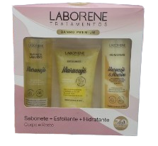 KIT BANHO PREMIUM SABONETE + ESFOLIANTE + HIDRATANTE - MARACUJÁ / LABORENE
