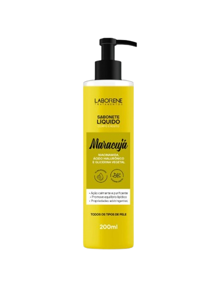 SABONETE LÍQUIDO CORPO E ROSTO - MARACUJÁ 200ML / LABORENE
