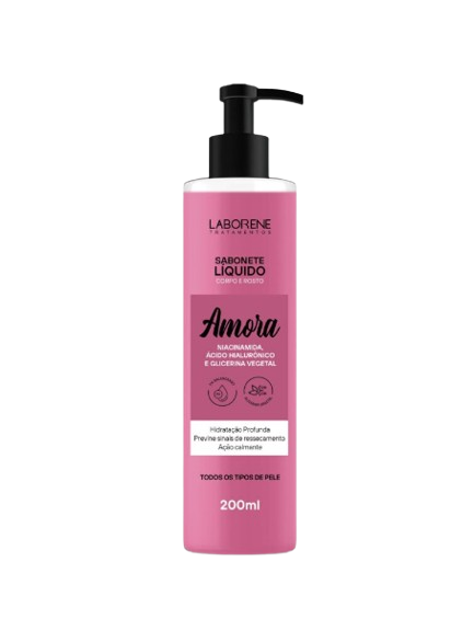 SABONETE LÍQUIDO CORPO E ROSTO - AMORA 200ML / LABORENE
