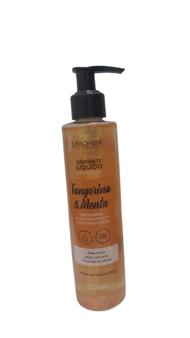 SABONETE LÍQUIDO CORPO E ROSTO - TANGERINA E MENTA 200ML / LABORENE