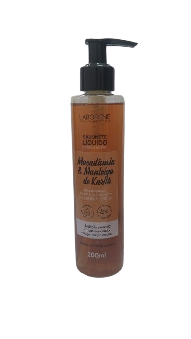 SABONETE LÍQUIDO CORPO E ROSTO - MACADÂMIA E MANTEIGA DE KARITÉ  200ML / LABORENE