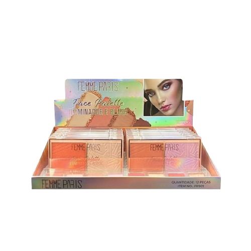 PALETA ILUMINADOR E BLUSH | FACE PALLETE (FR901) / FEMME PARIS