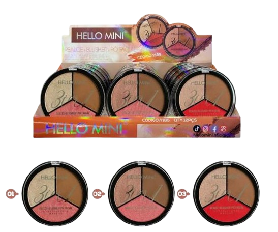 REALCER + ILUMINADOR + PÓ FACIAL - 3IN1 / HELLO MINI