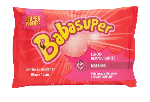 LENÇO DEMAQUILANTE BABASUPER - MORANGO / #SUPERPODERES