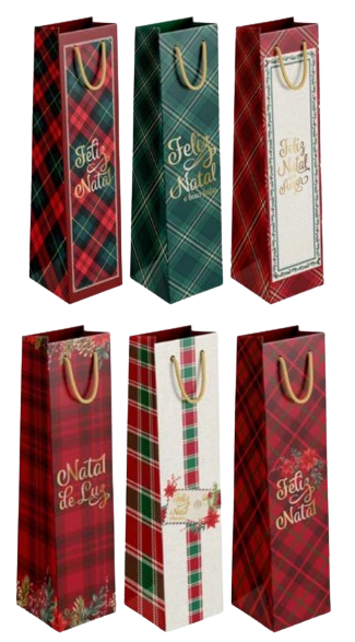 SACOLA DE PRESENTE NATALINA (SCX0128) - 12 x 36 x8,5 cm