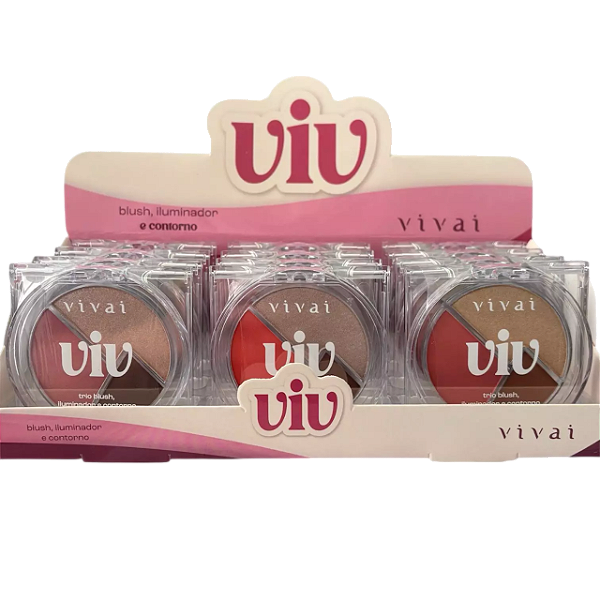 TRIO DE BLUSH, ILUMINADOR E CONTORNO VIV / VIVAI