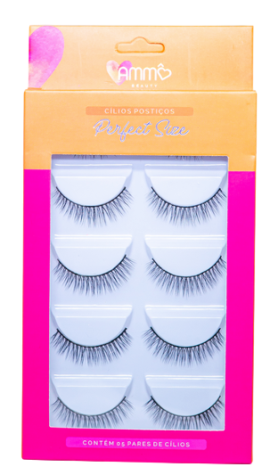 CARTELA DE CÍLIOS POSTIÇOS PERFECT SIZE C/ 5 PARES - AM0030-P1/ AMMÔ BEAUTY