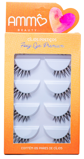 CARTELA DE CÍLIOS FOXY EYE PREMIUM POSTIÇOS C/ 5 PARES - AM0026-Y2/ AMMÔ BEAUTY
