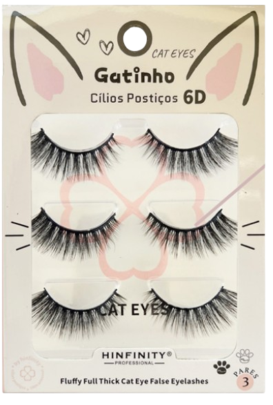 CÍLIOS POSTIÇOS C/ 3 PARES - CAT03 / HINFINITY