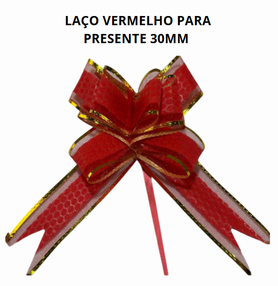 PACOTE COM 10 LAÇOS PARA PRESENTE 30MM - VERMELHO