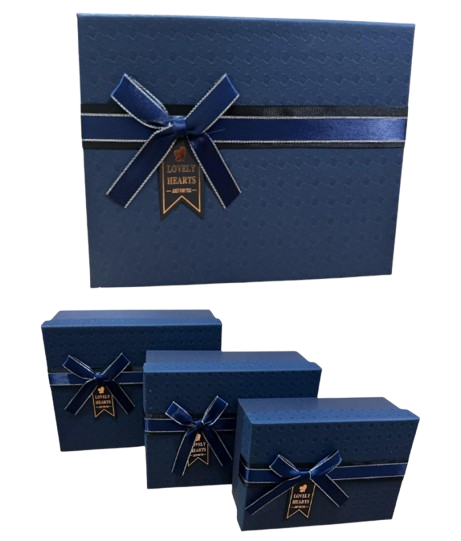 KIT CAIXA RETANGULAR C/ 3 PCS - G(23X16X9CM) / M(21X14X8CM) / P(19X12X6.5CM)