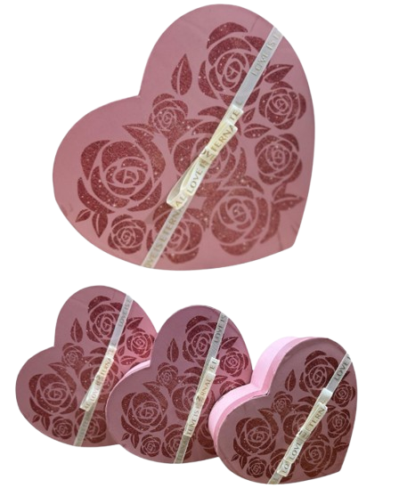 KIT CAIXA CORAÇÃO C/ 3 PCS - LC6937- G(22X20X9CM) / M(19X17X7,5CM) / P(16X14X6CM)