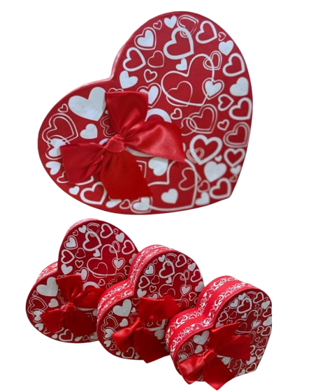 KIT CAIXA CORAÇÃO C/ 3 PCS - LC7162- G(22X20X9CM) / M(18,5x17x7,5CM) / P(15,5x14x6CM)