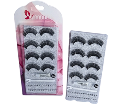 CARTELA DE CÍLIOS POSTIÇOS C/ COLA E APLICADOR - MC009 / MANDALA