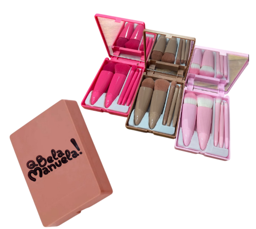KIT COM 5 PINCÉIS E ESPELHO / QBELAMANUELA!