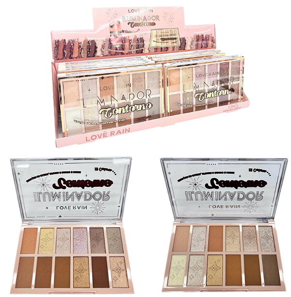 PALETA DE BLUSH E ILUMINADOR EM PO-LR9160/ LOVE RAIN