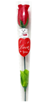 FLOR ARTIFICIAL COM URSO PEQUENO|LOVE YOU|