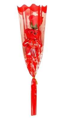 FLOR ARTIFICIAL COM URSO VERMELHO| TE AMO|