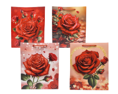 SACOLA DE PRESENTE COM ROSA-DV81562- 18X23X10CM