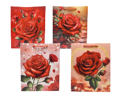 SACOLA DE PRESENTE COM ROSA-DV81563- 26X32X10CM