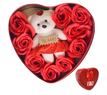 LATA DE URSO COM ROSA ARTIFICIAL -FL5021