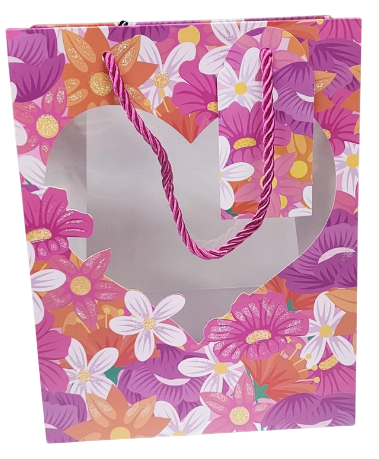 SACOLA DE PRESENTE FLORAL -23X18X10CM /DCARTE