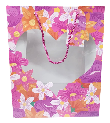 SACOLA DE PRESENTE FLORAL -32X26X12CM /DCARTE