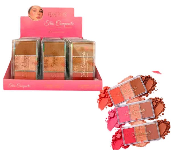 TRIO DE BLUSH | ILUMINADOR |CONTORNO -FR197 / FEMME PARIS