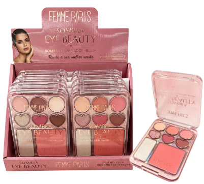PALETA DE SOMBRA ILUMINADORA E BLUSH- FR639 / FEMME PARIS