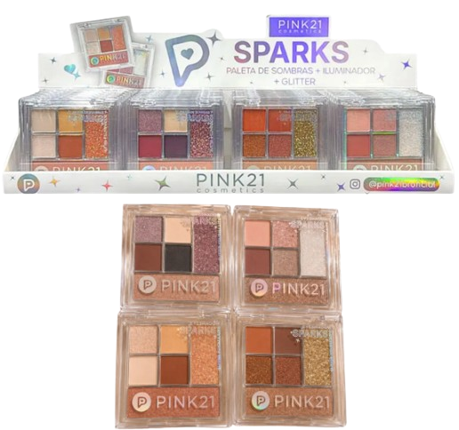 PALETA DE SOMBRA- GLITTER +ILUMINADOR/ PINK 21