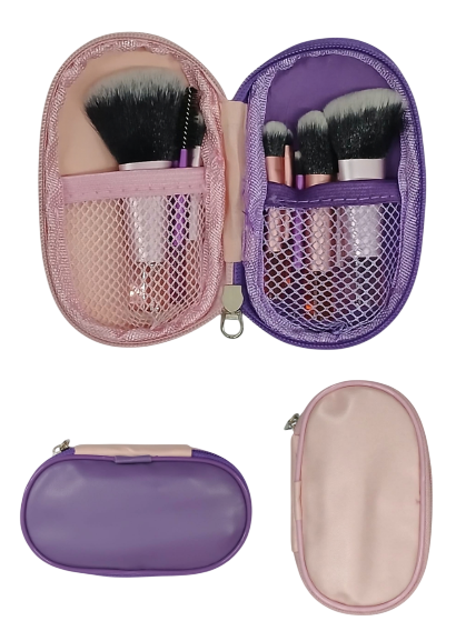 KIT DE PINCEL COM BOLSA /COR LILAS COM ROSA