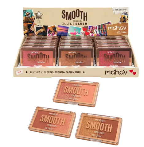 DUO DE BLUSH EM PÓ COMPACTO SMOOTH / MAHAV