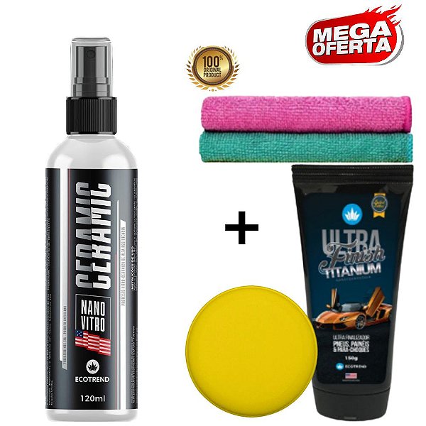 Promoção Especial - Proteção Máxima e Ultra Brilho 1 Ceramic Nano Vitro (Cristaliza e Protege por 5 meses) + 1 Ultra Finish Titanium + Brindes