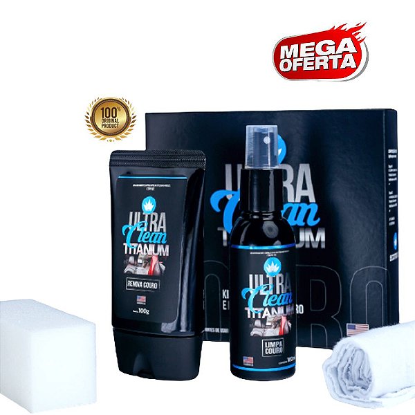 Ultra Clean Titanium - Limpa, Hidrata e Protege Todos os Tipos de Couros acompanha kit de espuma aplicadora e pano