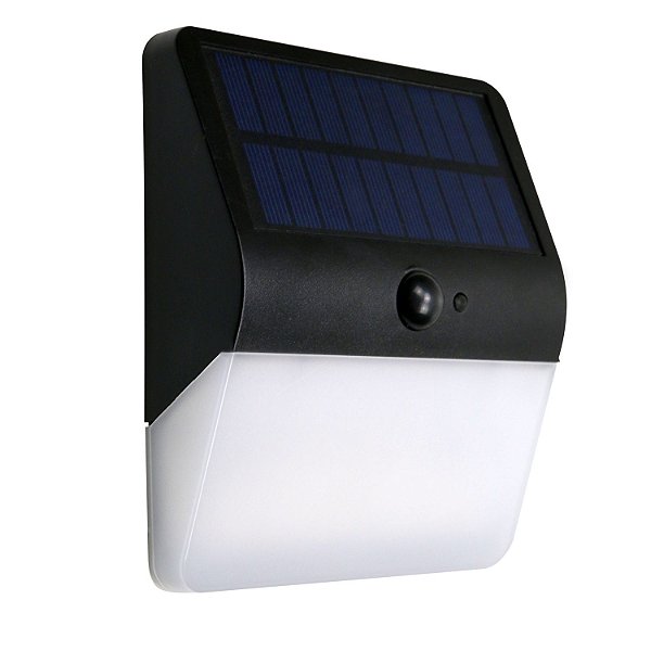 Luminária Solar Arandela abs com Sensor de Presença LED Branco Frio 6000K - 400 Lúmens