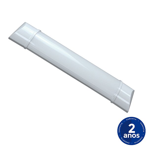 Luminária Linear LED 18W 60cm de Sobrepor 6500k Branco Frio Slim Tubular Calha Fina Bivolt 110V/220V Base Completa