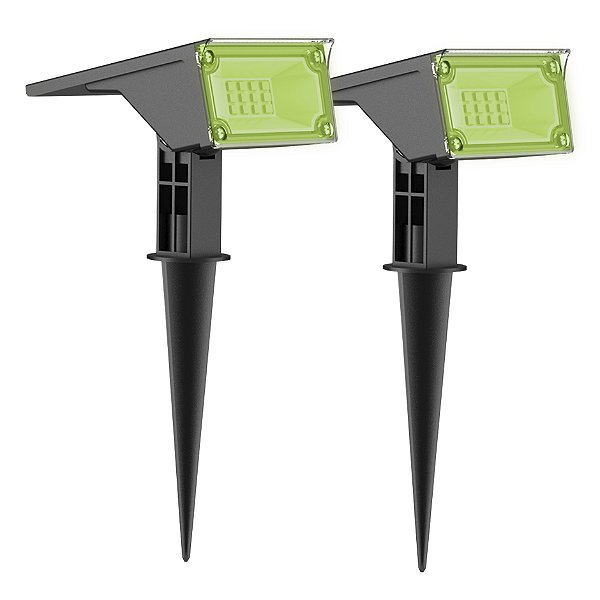 Kit com 2 - Luminária Solar Spot 10 Lúmens Espeto de Jardim Externo Refletor LED Luz Verde | Garantia 12 meses Ecoforce #novidade