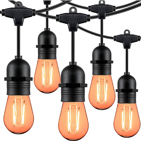 Varal de Luzes Área Externa 10 Metros com 20 Lâmpadas LED Âmbar 2400K Inclusas