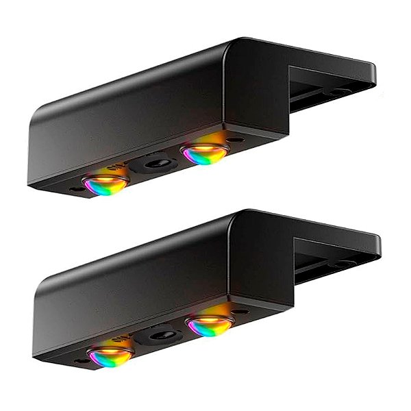 Kit com 2 - Luminária Solar Arandela Luz Colorida LED RGB para Muro, Parede, Escada - Luzes para Deck Piscina