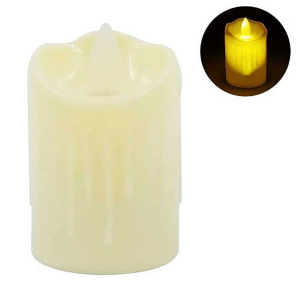Vela LED Eletrônica Decoração Plástico Chama Oscilante Realista 7cm