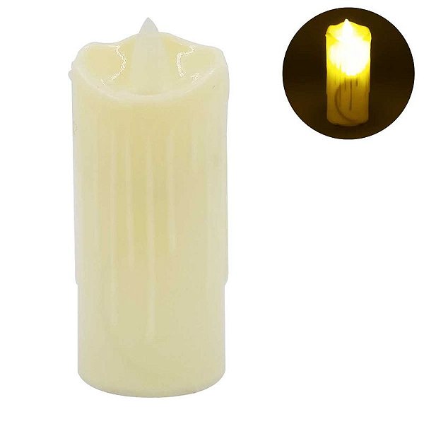 Vela LED Eletrônica Decoração Plástico Chama Oscilante Realista 9cm