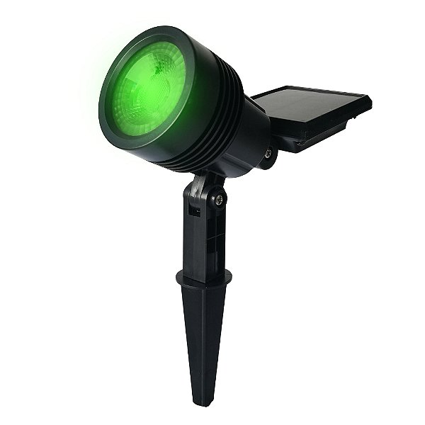Luminária Solar Espeto LED Decoração Jardim Luz Verde 7W