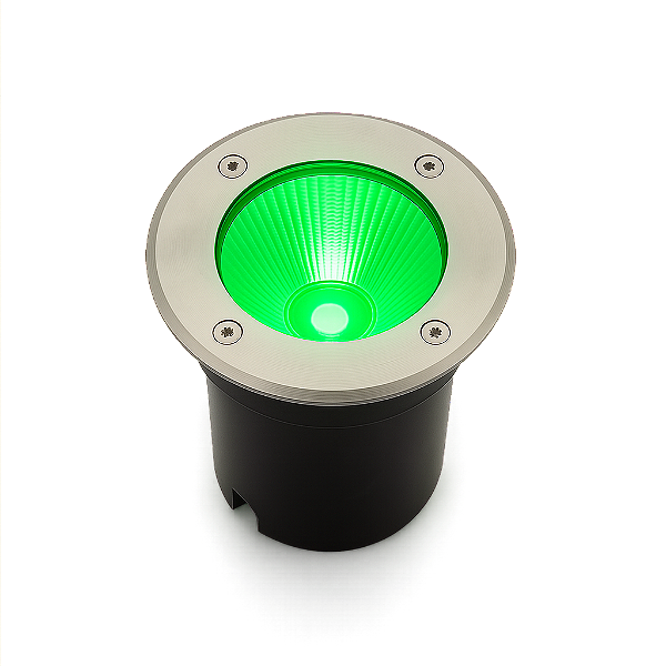 Balizador de Piso LED Verde 3W Bivolt IP66 para Jardim, Fachada e Áreas Externas